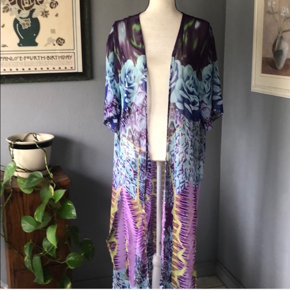 🌟Surfer Rosa Psychedelic Floral Festival Kimono - Picture 6 of 7